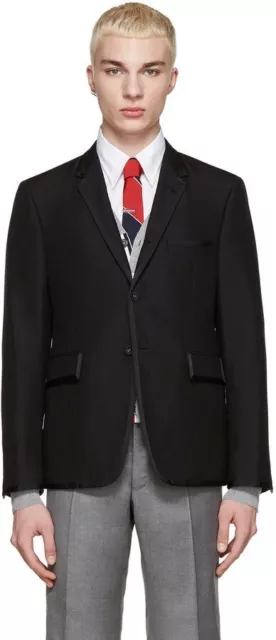 NWT Thom Browne Grosgrain Trim Wool Gabardine Sport Coat Jacket Sz 1/S $3650.00