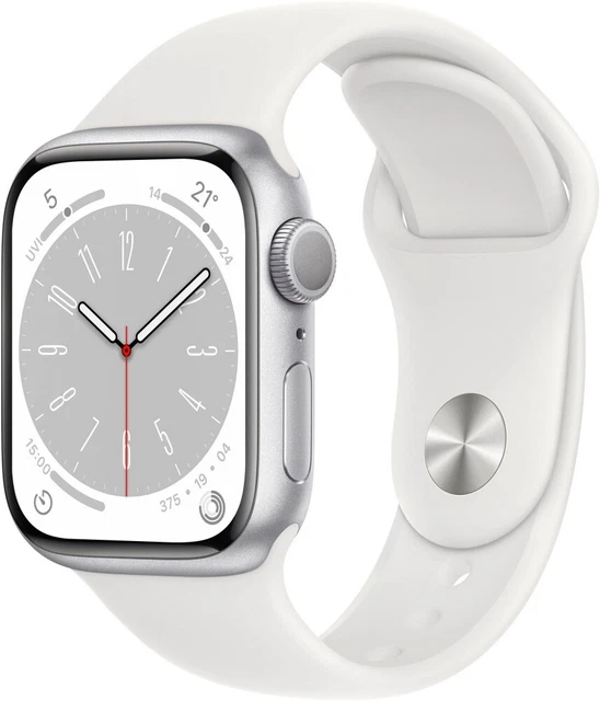 Apple Watch MP6K3FD/A Series 8 GPS 41mm Aluminium Sportarmband Smartwatch, weiß/