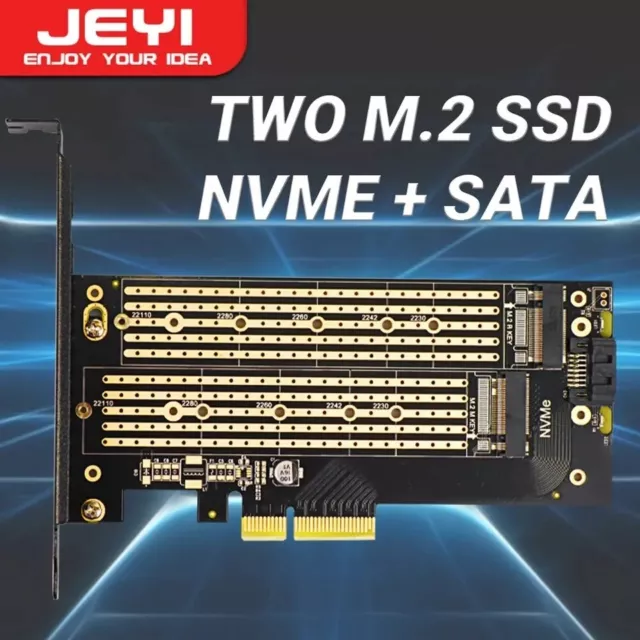 scheda adattatore per NVMe Dual M.2 PCIE 4.0  / NGFF SSD, NVME (chiave M) e SATA
