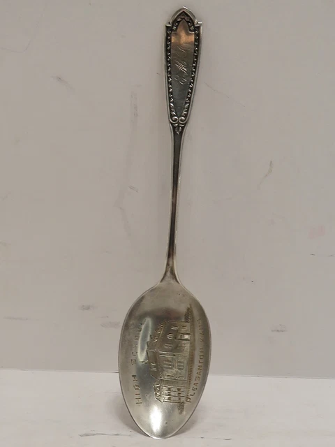 Vintage .430 Ozt Embossed Sterling Silver Souvenir Spoon Pleasanton, Kansas H.s