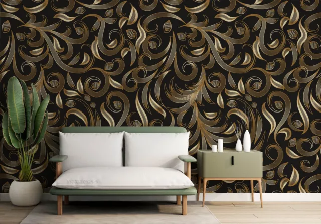 3D Retro Brown Leaf Wallpaper Wall Murals Removable Wallpaper