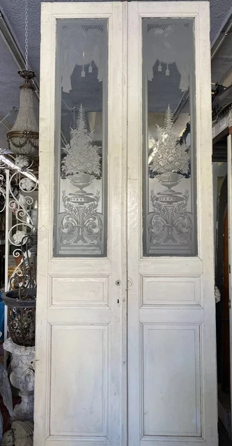 Old Etched Glass Victorian Parlor Doors 124x24ea 48total Open 2