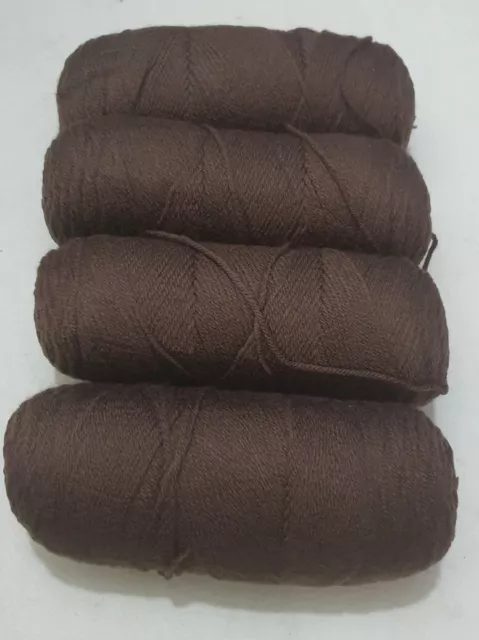 JOBLOT ARAN KNITTING Crochet Yarn 4 Roll 800g total weight Brown