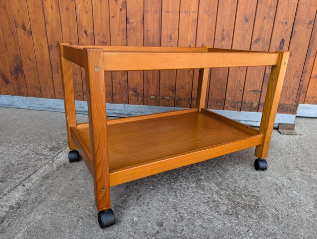 Table De Bar Vintage Space Age 70s - Chariot De Service Rond Chromé Et Blanc, 40x54 Cm