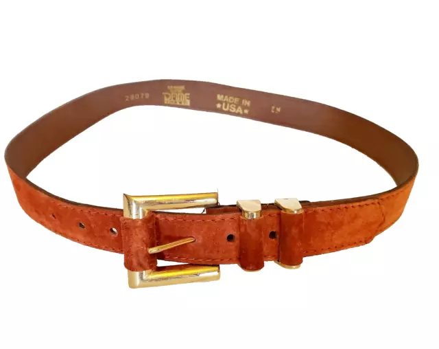 Womens Vintage Genuine Suede Leather Belt Brown Dane Belt and Bag size S/M