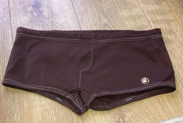 "Pesce spada"" Bauli da nuoto vintage marroni anni '70, Made in England, 16,5" di larghezza