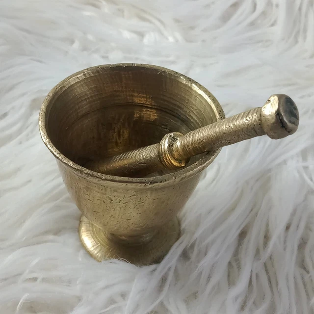 Vintage Brass Mortar And Pestle Small Mid- 19th Century Antiqu Hand Made225gr#A1