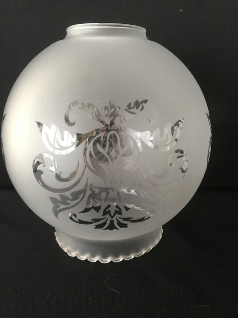 Ancien Abat-jour Chapeau Globe Verre Opaline Blanc Lustre Suspension Lampe Déco - Décoration