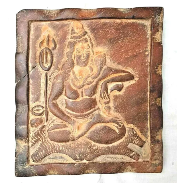 Vintage alter antiker handgefertigter Wandrahmen aus Holz mit Hindu-Gott...