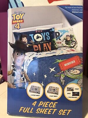 Hojas Completo Disney Pixar Toy Story 4 juguetes en juego completo de 4 piezas Juego de sábanas NUEVO