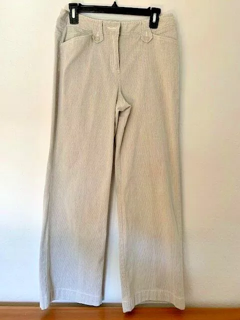 NIC+ZOE Women's Size 8 White/Khaki Pinstripe Pants