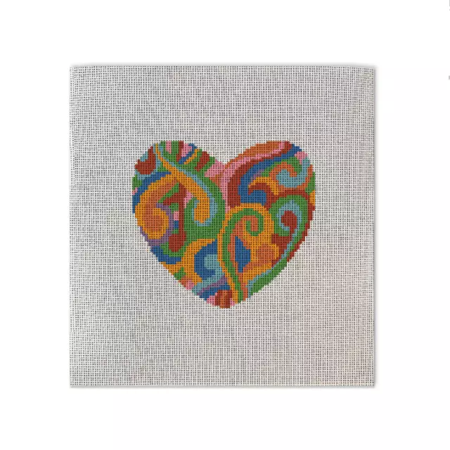 Mandela Heart 4" x 4" | 18 Count  Needlepoint Canvas