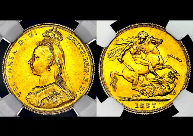 1887 Queen Victoria Great Britain London Mint Gold Jubilee Sovereign NGC MS63