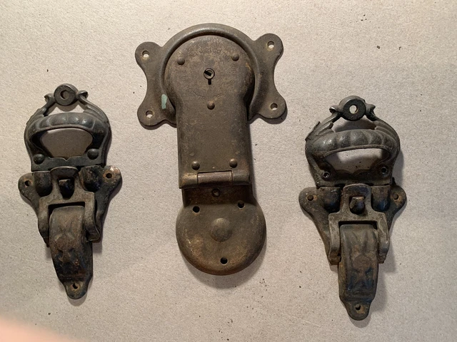 Antique Steamer Trunk parts Hardware Steel Latches