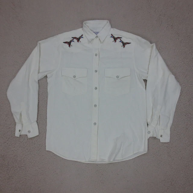 ALAIN FIGARET CHEMISE Femme L Blanc Vintage 80s 90s Broderies Canards Poches EUR 44 99 PicClick FR