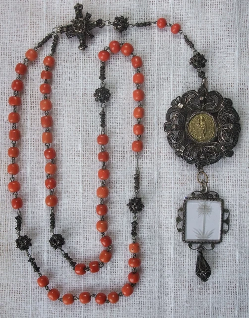 Ancien Chapelet (Rosaire) Espagnol En Or Et Cristaux - XIXème Siècle