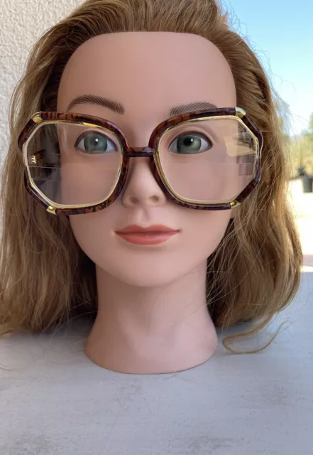 Vintage 1970s Ted Lapidus Eyeglasses Frames Paris France Brown Gold Oversized