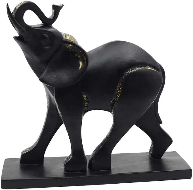 Comfy Hour Wildlife Collection 8" Black Elephant Figurine with Trunk Up Raised