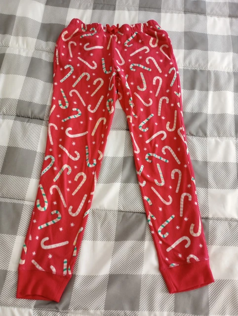 Girl's Old Navy Pink Christmas Candy Cane Fleece Jogger Pajama Pants Large 10/12
