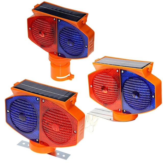 SOLAR LED FLASHING Light Roadblock Warning Light Flasher For Traffic