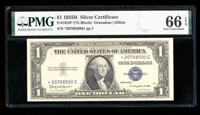 DBR $1 1935-H Silver STAR Gem Fr. 1618* PMG 66 EPQ Serial *20708500G