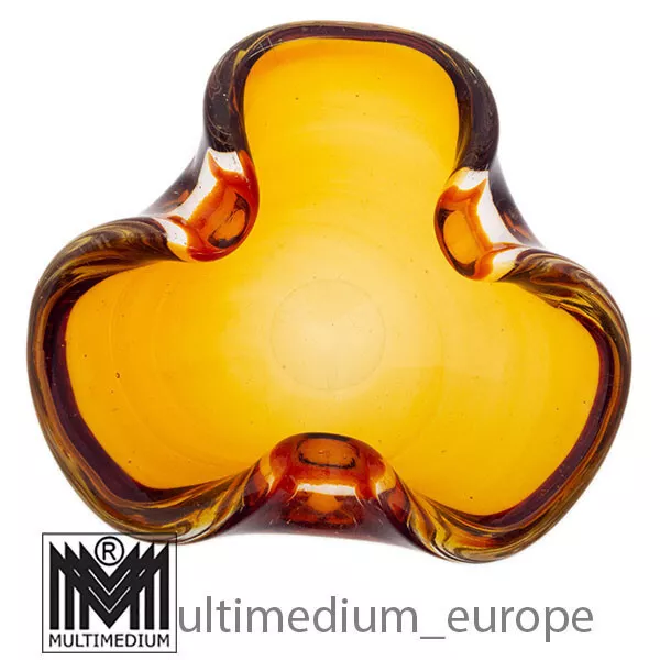 Seguso Murano Glas Aschenbecher Orange Honigfarben honey glass ashtray 1970s