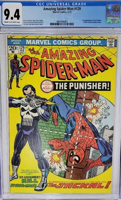 Amazing Spiderman #129 Cgc 9.4 1St Punisher Marvel Comics 1974 Bronze Age 🔑