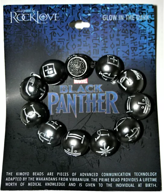 Marvel Comics Black Panther Kimoyo Glow Glass Bead Bracelet New MOC 11 Bead 439