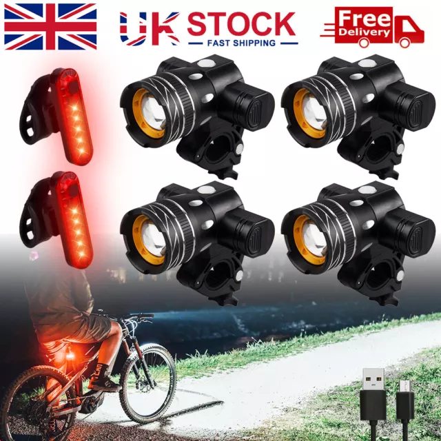 Super Bright 90000LM Mountain USB Bike Bicycle Lights Front Headlight&Rear Light