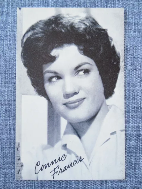 CONNIE FRANCIS Black & White Vintage Celebrity Arcade Photo Card w/ Bio 1960s