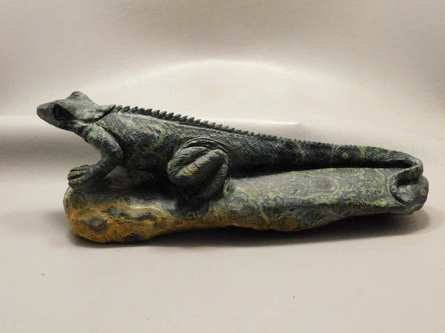 Iguana Lizard 8.5 inch Figurine Kabamba Jasper Animal Carving #O282