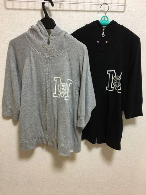 Mastermind Japan 3/4 Sleeve Hoodie Jacket 2 Set Logo Zip Up Gray Black 22M Men M