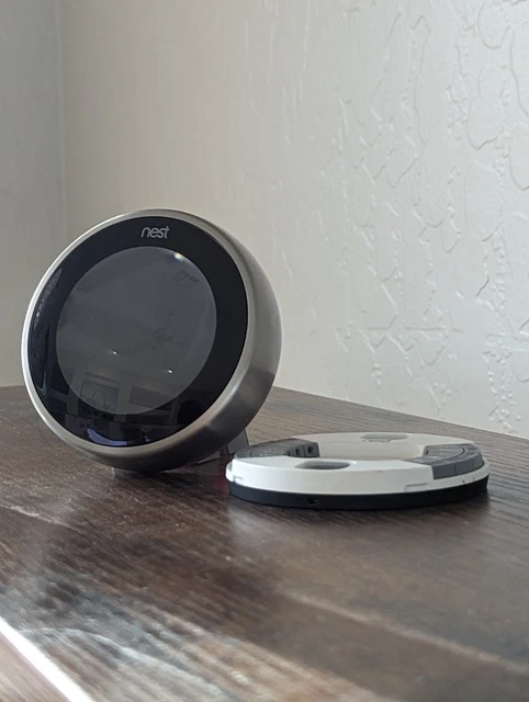 Google Nest Learning Thermostat Pro Edition A0013 Stainless Steel, Front & Back