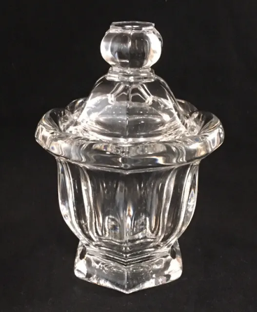 Baccarat France Art Glass Crystal Covered Mustard Or Honey Pot With Lid