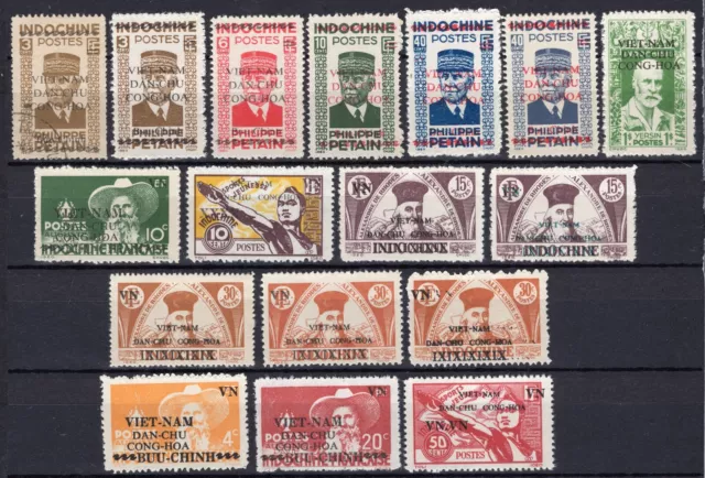 Vietnam 1945/46 overcompl. ovpt set with variants Michel #13-25 clean MNH NGAI