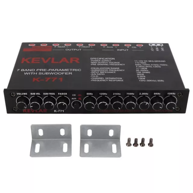 TZT 7 Band Equalizer Car Audio EQ Tuning Crossover Amplifier DC 12V w/Subwoofer