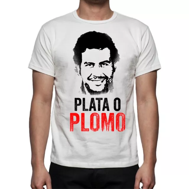 Tshirt Uomo Donna  Happiness Narcos Serie Tv Plomo O Plata Pablo Escobar