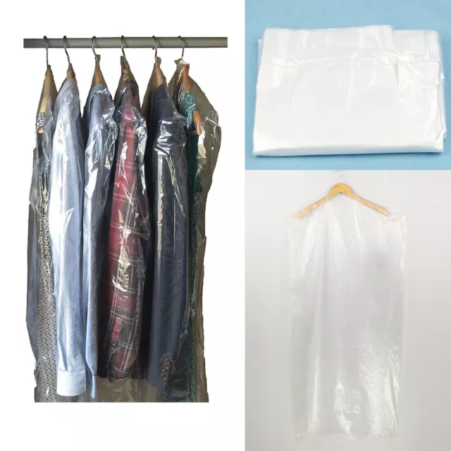 20 Clear Polythene Garment bags Protectors Covers Dry cleaning BAGS 38'' long UK