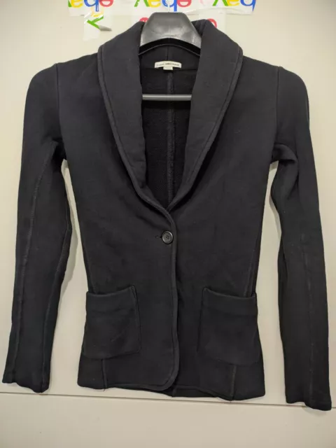 Standard James Perse Blazer Jacket Women XS Black Soft Knit 1 Button Slim Fitted