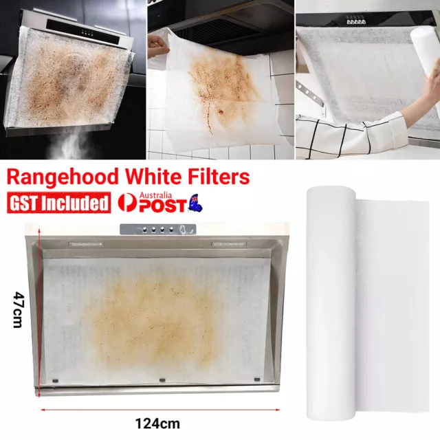 Rangehood White Filters Extra Thick Range Hood Universal 124cm x 47cm AU