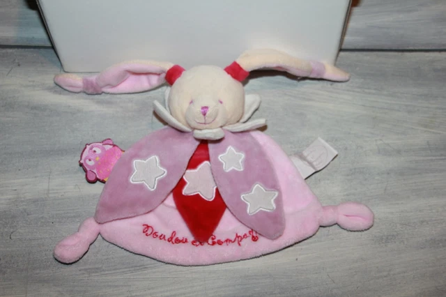 DOUDOU ET COMPAGNIE Lapin plat rose étoile chouette ça brille