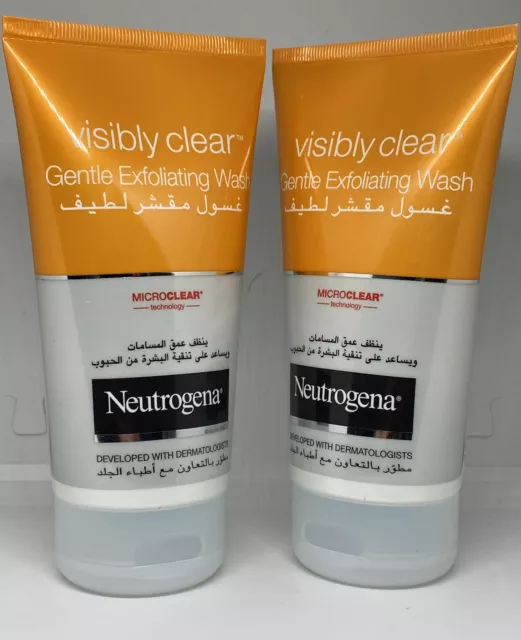 2x Neutrogena sichtbar klar sanftes Peeling Gesichtswaschen 150ml brandneu