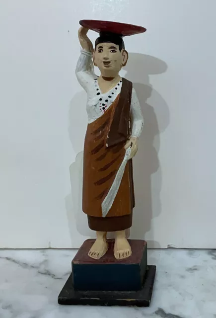 EARLY 20th CENTURY PAINTED WOOD STATUE OF FEMALE FIGURE - FROM MUSEUM COLLECTION