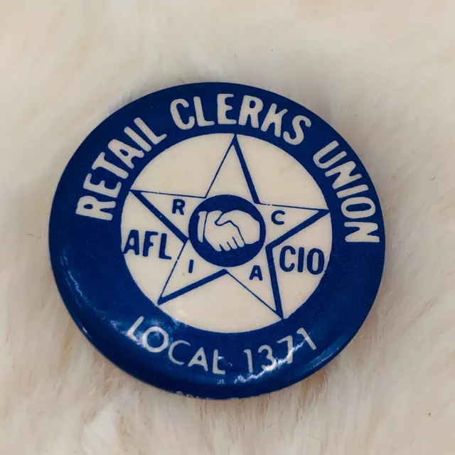 Vtg Retail Clerks Union 1" Button Pin Local 1371 AFL CIO