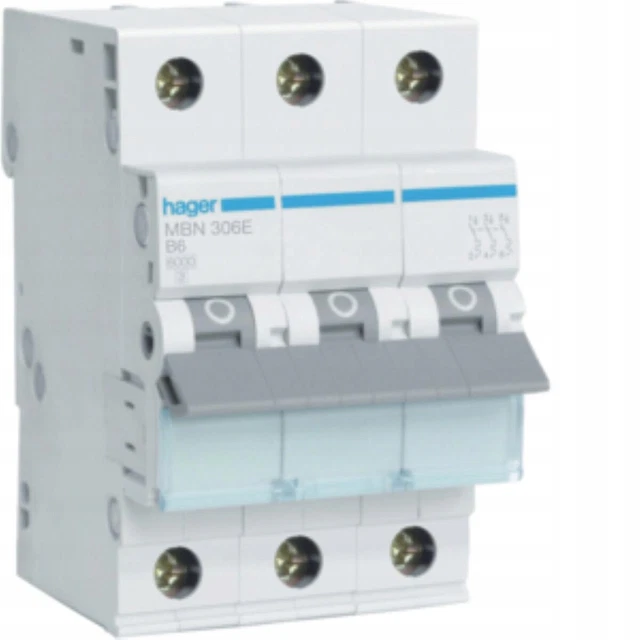HAGER Disjoncteur 6kA 3P B 6A MBN306E / #A H0DY 2040