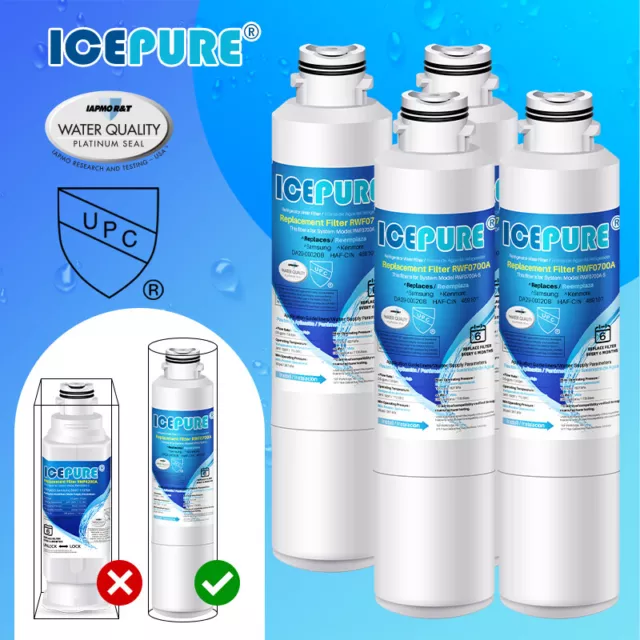 4 Pack Fit for Samsung DA29-00020B WF101 Refrigerator Water Filter Icepure