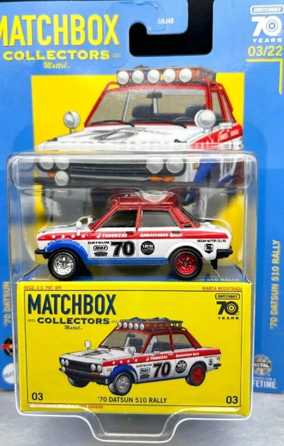 MATCHBOX COLLECTORS '70 Datsun 510 Rally Real Rubber Tires W/Collector ...