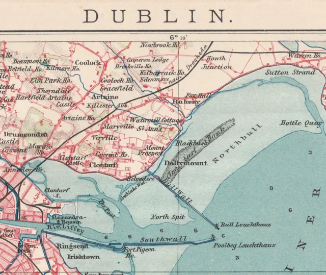 DUBLIN   plan 1905  IRELAND Original  Map Baile Átha Cliath Éire