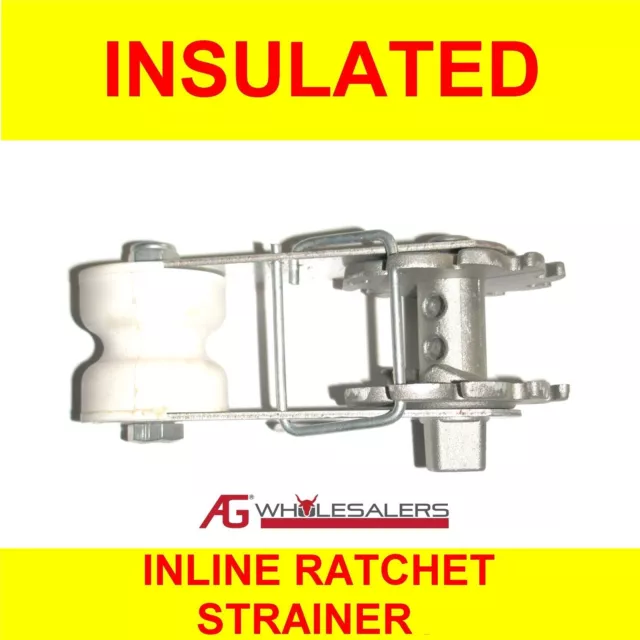 Single Insulated Inline Wire Ratchet Strainer Electric Fence Tensioner Plain