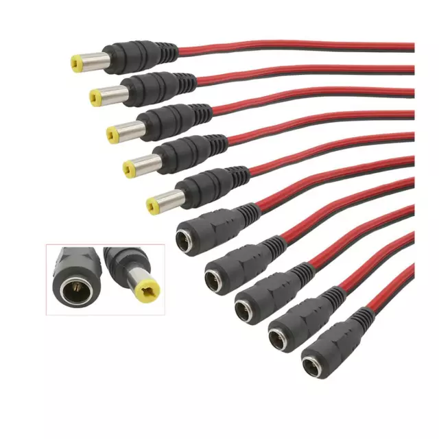 5.5x2.1mm Male Female DC Power Socket Jack Plug Wire Connector Cable CCTV LED